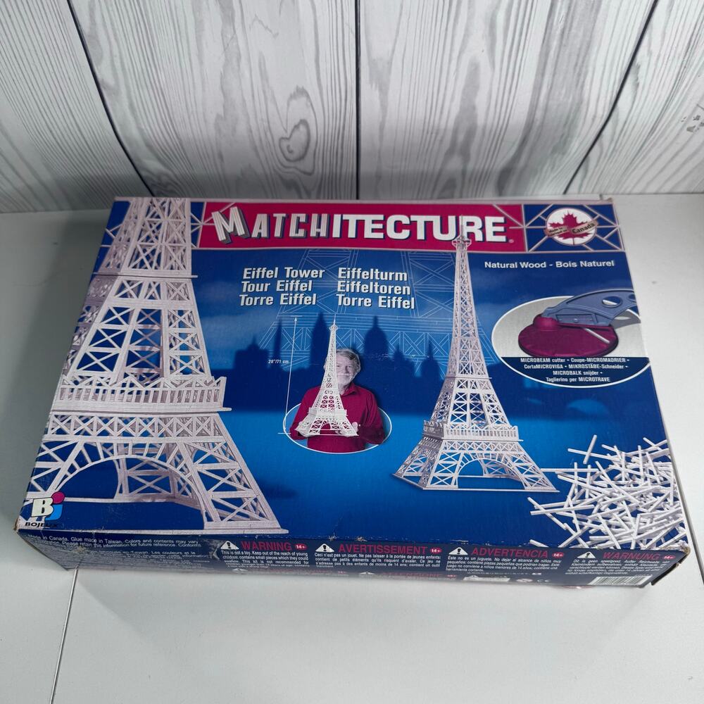 Vintage Matchitecture Eiffel Tower Paris Wood Building Kit  #6611 New